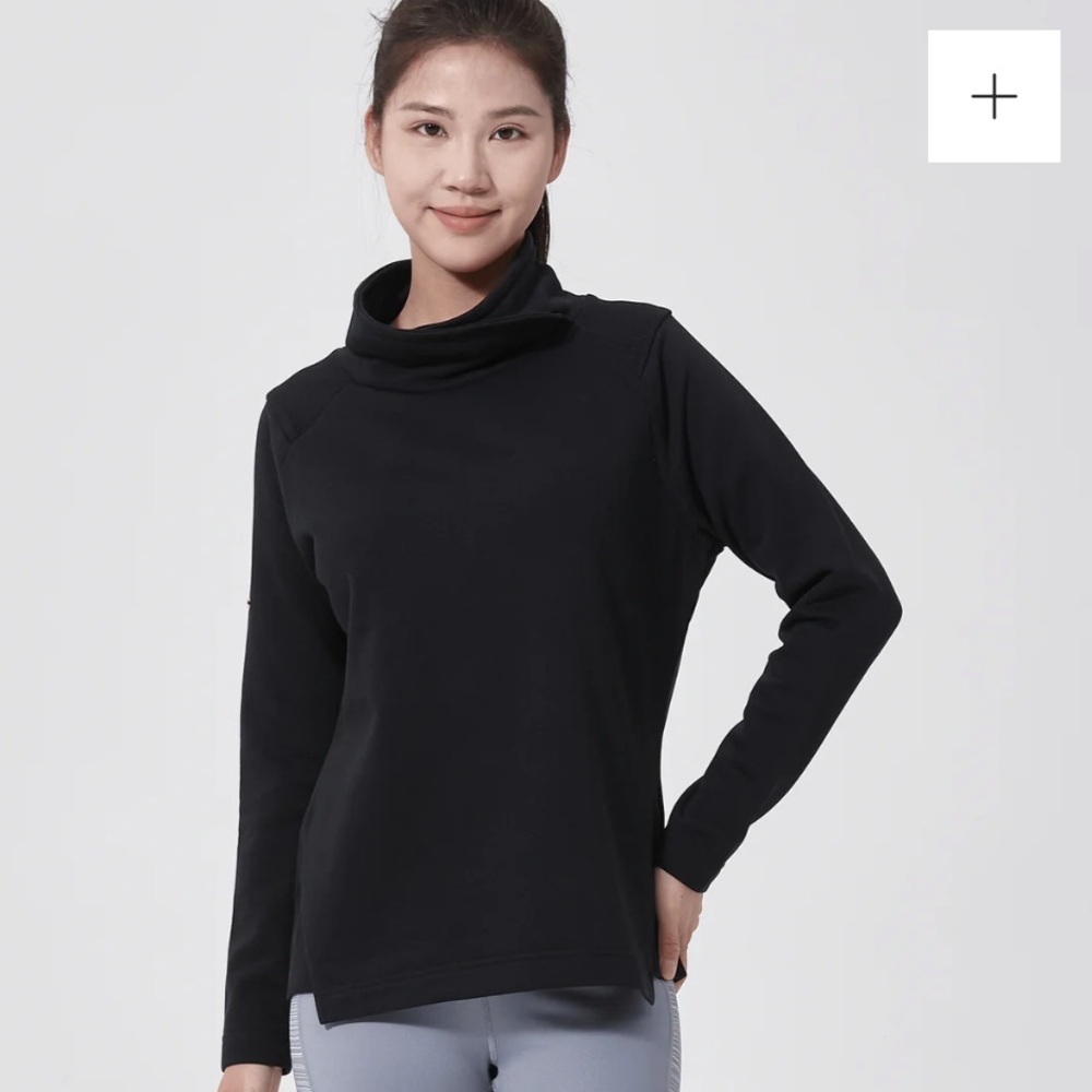 NWT Advance by Verve Black Sweatshirt Funnel Neck M Sporty Activewear Ribbed